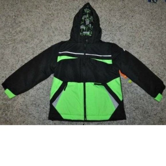 Boys All Weather Jacket 4/5 Black Green 4 in 1 Winter Spring Fall Athletech - Picture 3 of 15